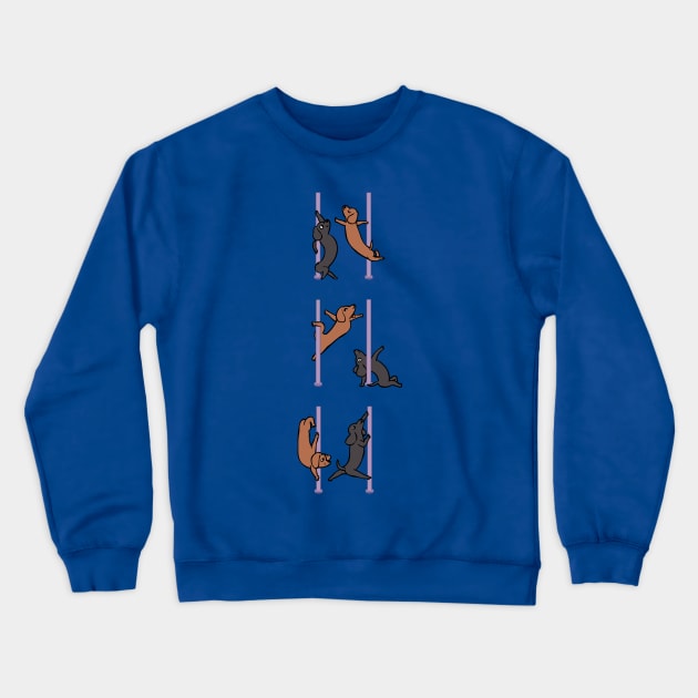 Dachshund Pole Dancing Club Crewneck Sweatshirt by huebucket